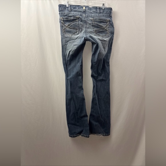 Ariat Real Denim Jeans Womens 32L Blue Mid Rise Bootcut Thick Stitch Western - Picture 11 of 15